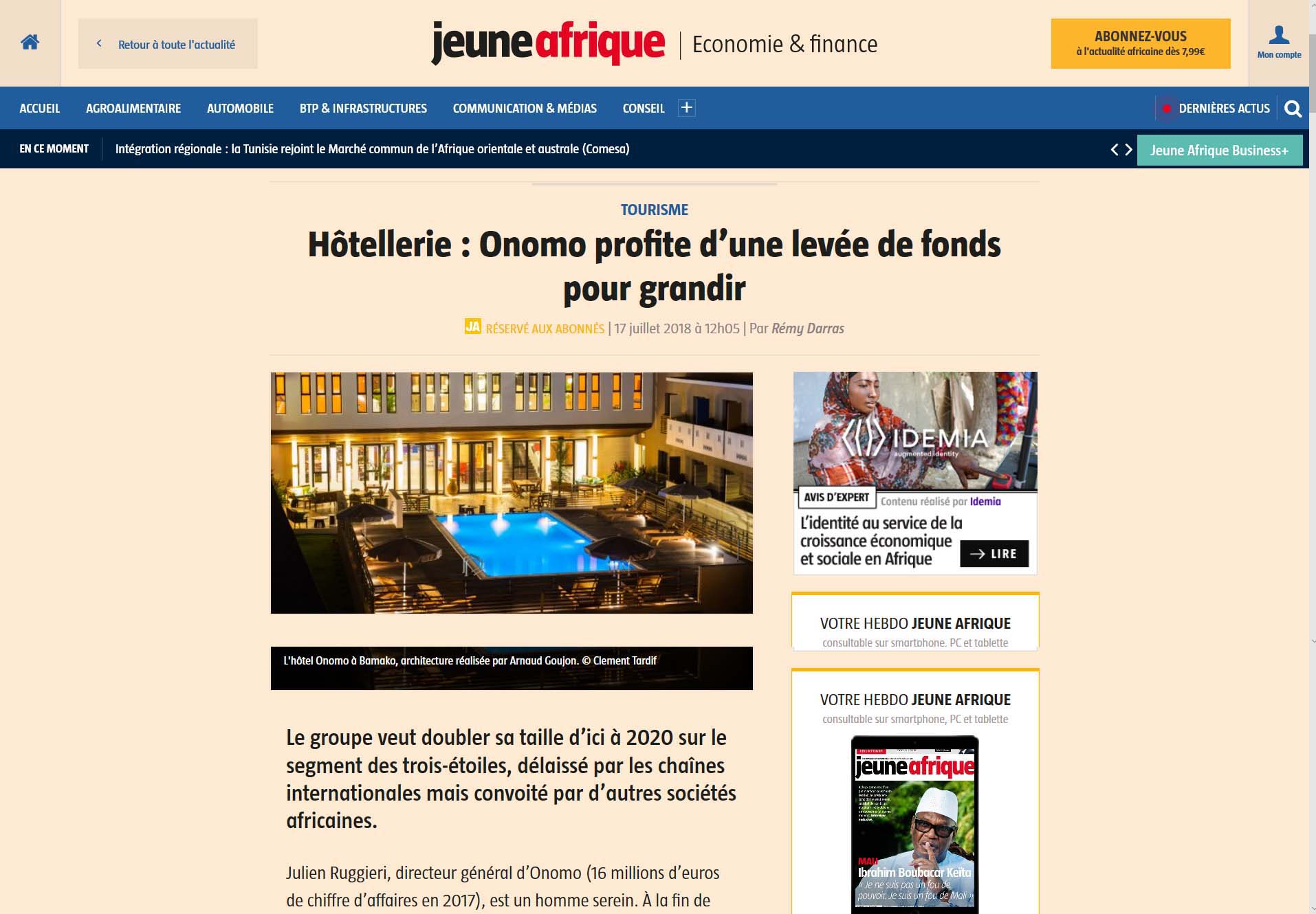 Journal Web Jeune Afrique Arnaud Goujon Architectes