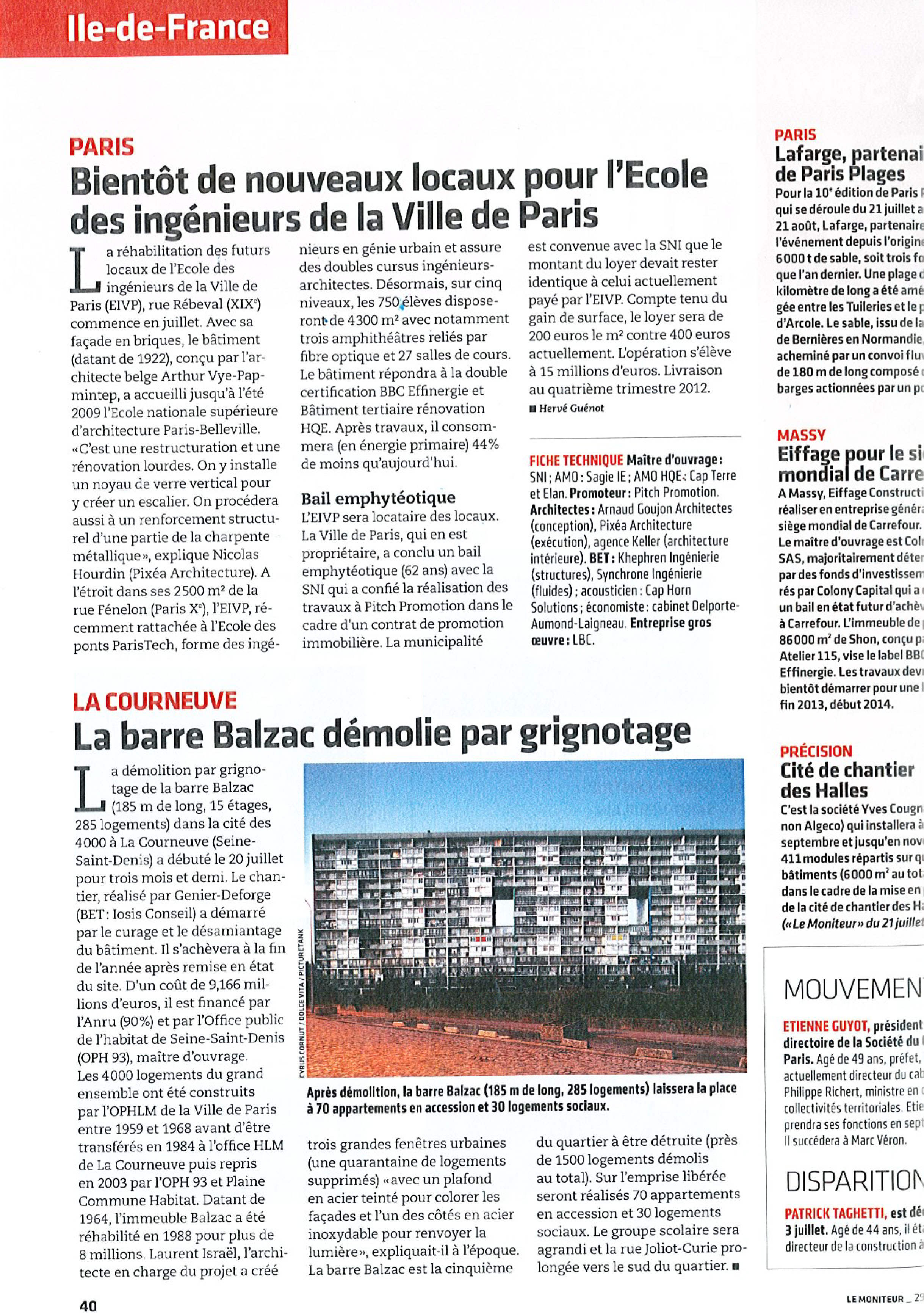 Journal Moniteur Arnaud Goujon Architectes