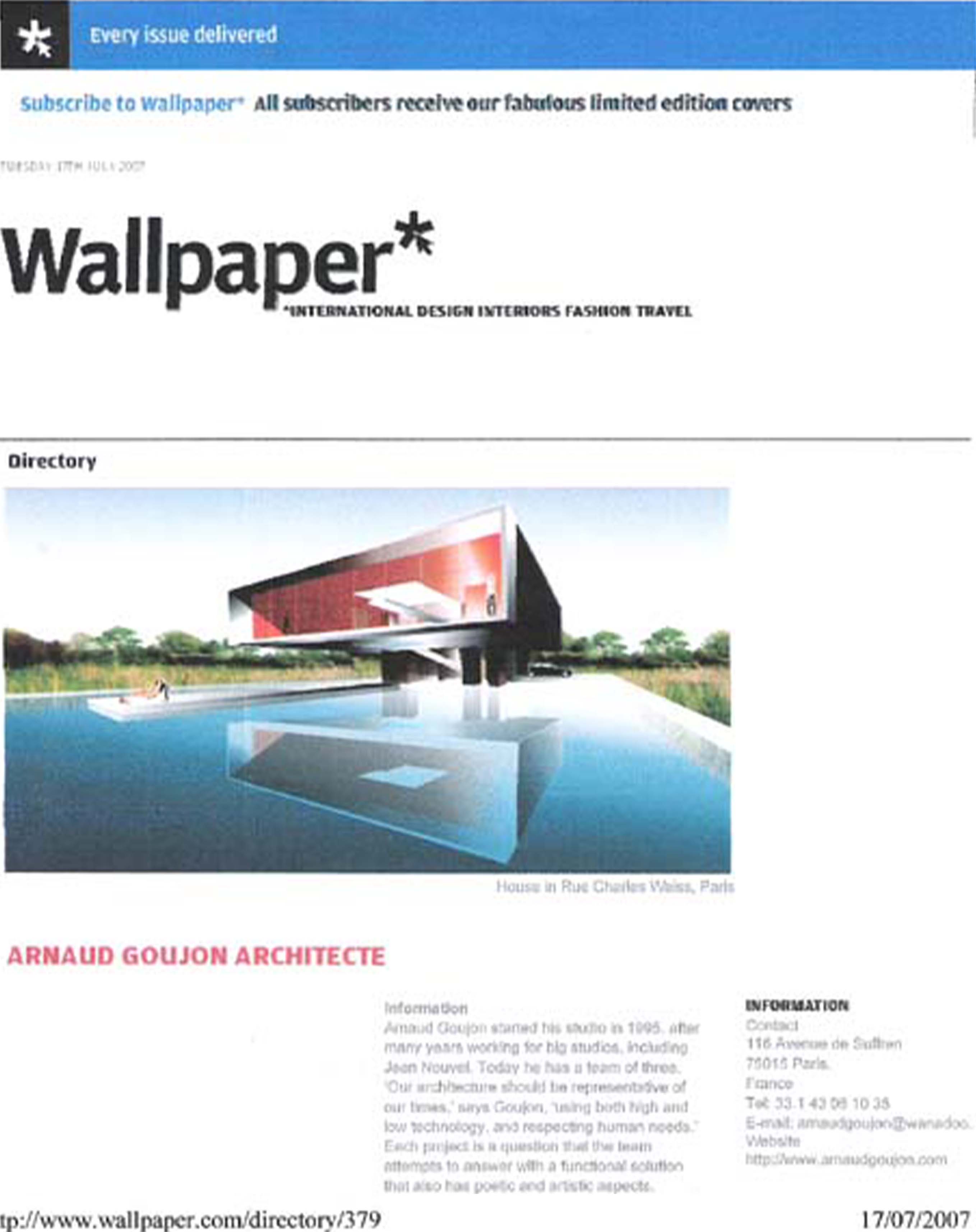 Journal Wallpaper Arnaud Goujon Architectes